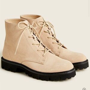 J Crew Leather Gwen lug sole lace up boots in suede combat rugged sz 8